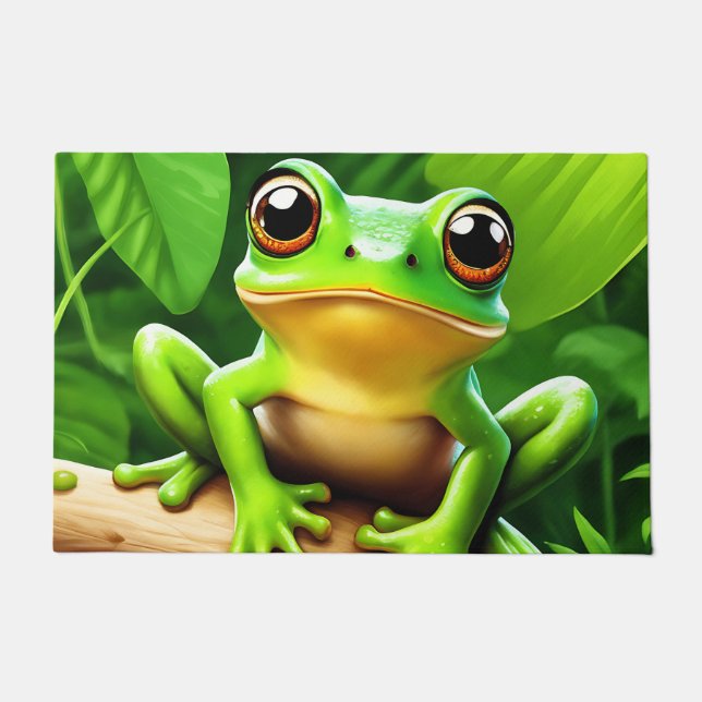 Frog auf Zweig Natur Kunst Fußmatte (Vorderseite)