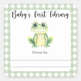 Frog Baby Shower Buchzeichen - erste Babybibliothe Quadratischer Aufkleber