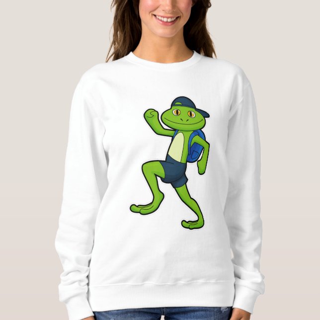 Frog beim Laufen mit Rucksack & Hut Sweatshirt (Vorderseite)