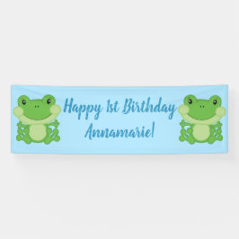 Frog Birthday Party Blue Banner