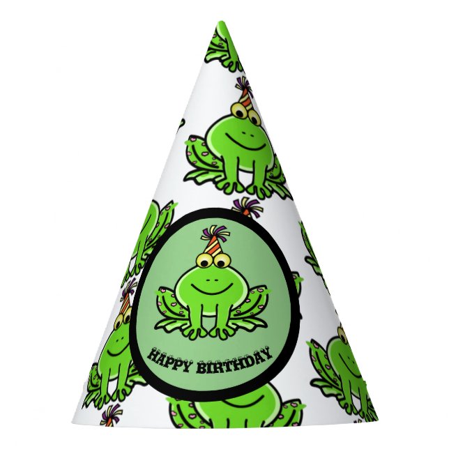 FROG BIRTHDAY PARTY HAT FROG DESIGN PARTYHÜTCHEN (Vorderseite)