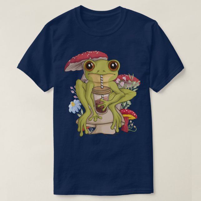 Frog Boba Bubble Tee Pilzpilz ästhetische Seite (Design vorne)