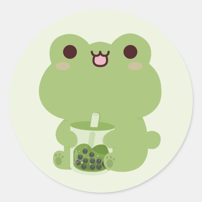 Frog Boba Runder Aufkleber (Vorderseite)