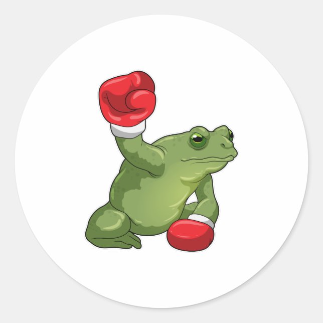 Frog Boxer Boxing Gloves Runder Aufkleber (Vorderseite)