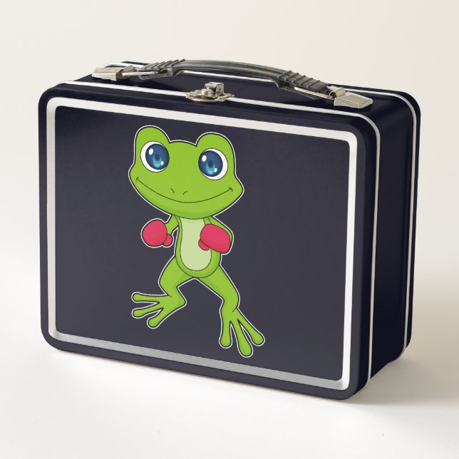 Frog Boxing Boxer Boxhandschuhe Metall Brotdose (Vorderseite)
