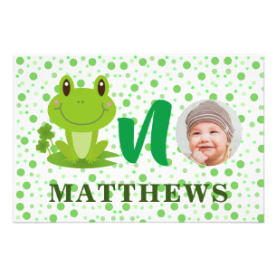 Frog Cartoon Baby Foto Green Dots Muster