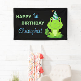 Frog Chalkboard Happy Birthday Banner