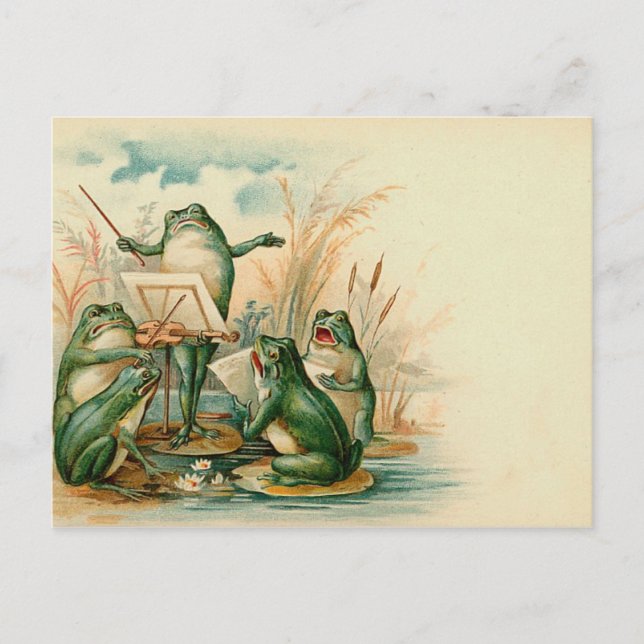 Frog Chorus Vintag Illustration Postkarte (Vorderseite)