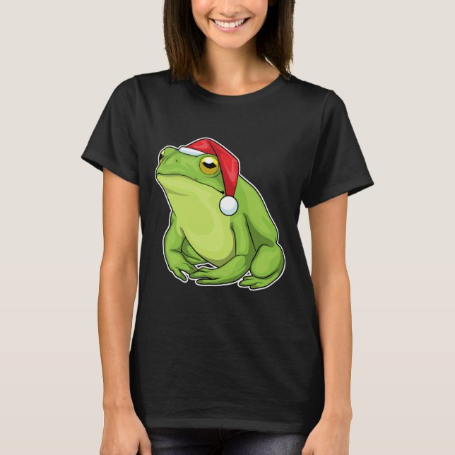 Frog Christmas Santa hat T-Shirt (Vorderseite)