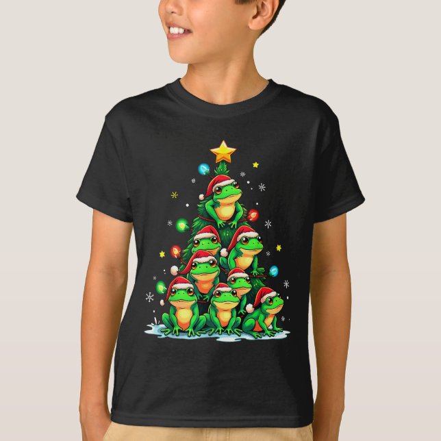 Frog Christmas Tree Funny Hopper Holiday Cute Frog T-Shirt (Vorderseite)
