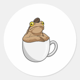 Frog Coffee Coffee Bean Runder Aufkleber