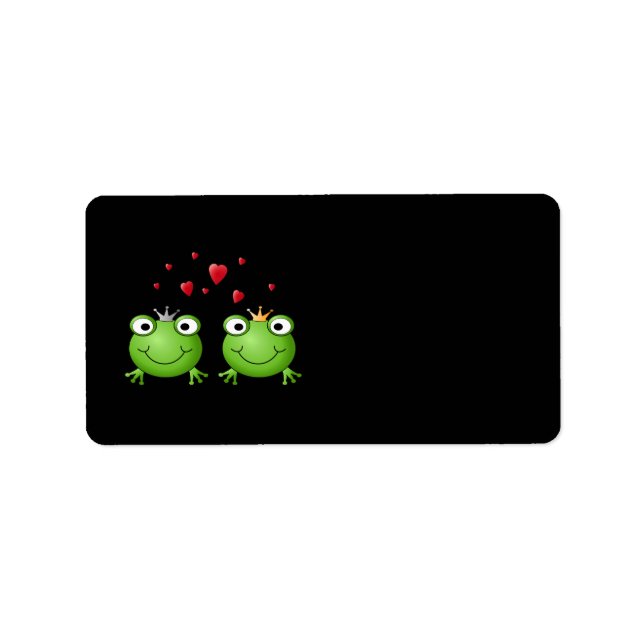 Frog Couple mit Herzen. Adressaufkleber (Vorne)