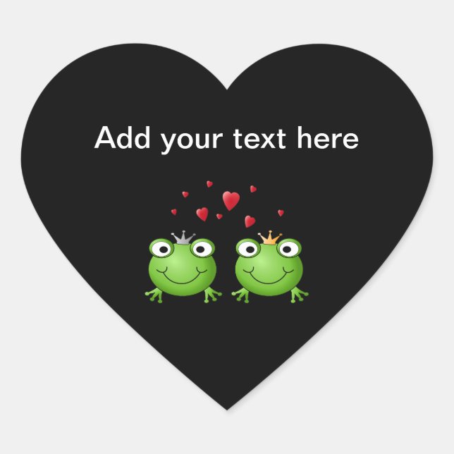 Frog Couple mit Herzen. Herz-Aufkleber (Vorderseite)