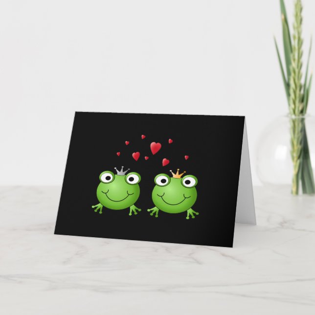 Frog Couple mit Herzen. Karte (Vorderseite)