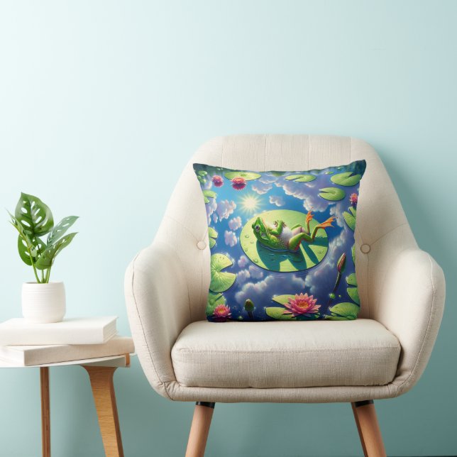 Frog entspannt auf einem Lilienwagen Kissen (Stuhl )
