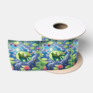 Frog entspannt auf einem Lilienwagen Satinband