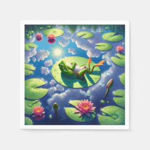 Frog entspannt auf einem Lilienwagen Serviette