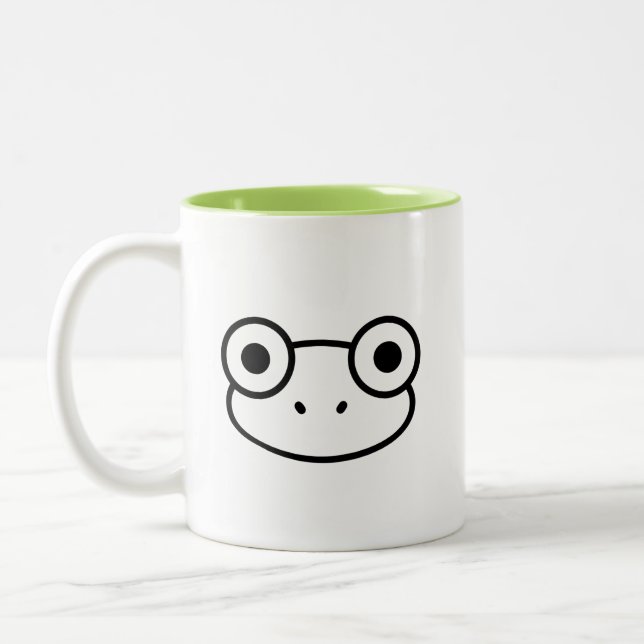 Frog Face T-Shirt | Minimalist Graphic  Zweifarbige Tasse (Links)