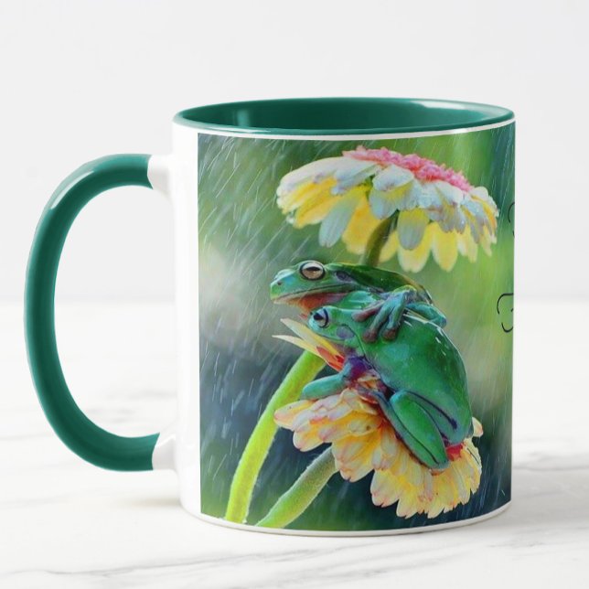 Frog Friends genießen den Regen unter einer Blume Tasse (Von Creator hochgeladen)