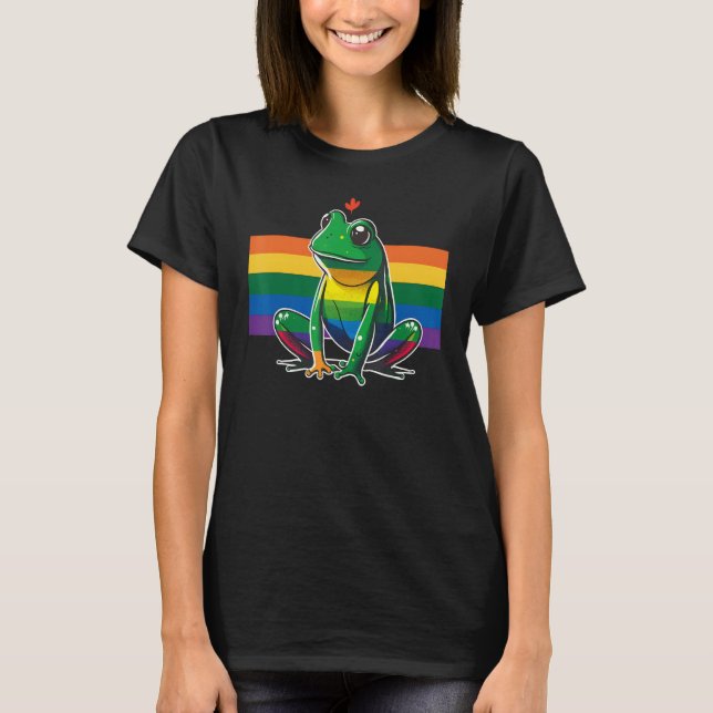 Frog Gay Pride LGBT Rainbow Flag on Frog LGBTQ 2 T-Shirt (Vorderseite)