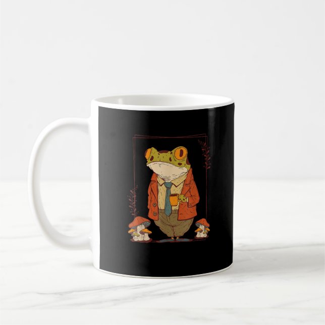 Frog Goblincore Academia Aesthetic Mushroom Kaffeetasse (Links)
