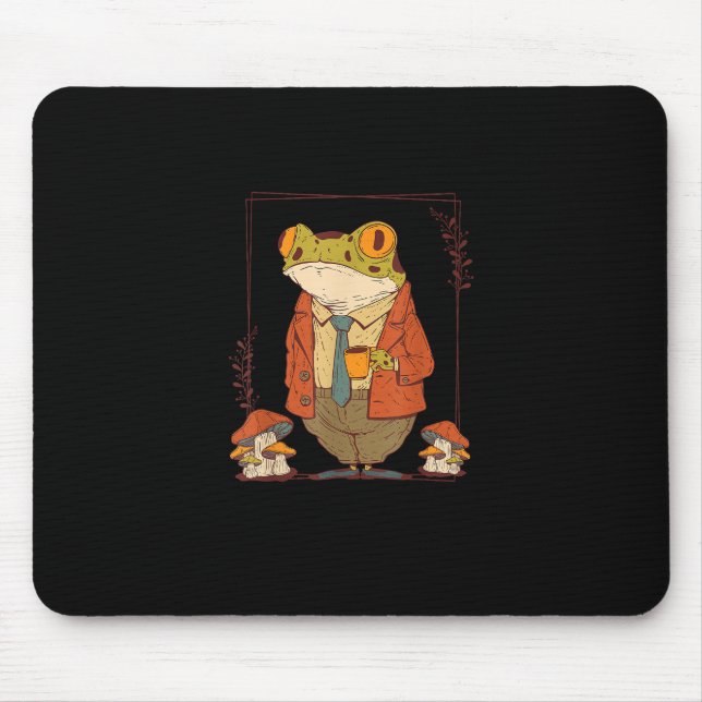Frog Goblincore Academia Aesthetic Mushroom Mousepad (Vorne)