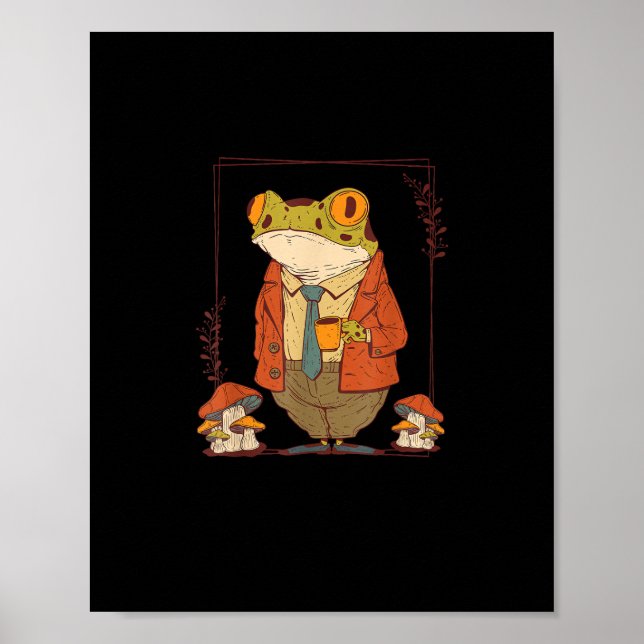 Frog Goblincore Academia Aesthetic Mushroom Poster (Vorne)