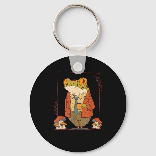Frog Goblincore Academia Aesthetic Mushroom Schlüsselanhänger (Vorderseite)