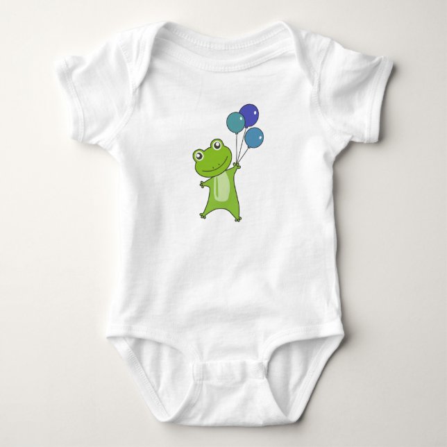 Frog Green Balloons Funny Animals Kinder Baby Strampler (Vorderseite)