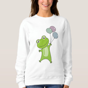 Frog Green Balloons Funny Animals Kinder Sweatshirt