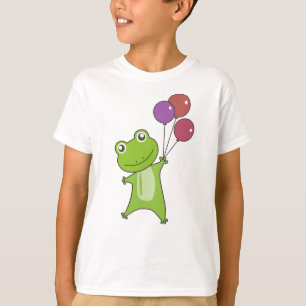 Frog Green Balloons Funny Animals Kinder T-Shirt