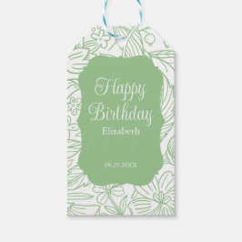 Frog Green White Flora Girl Happy Birthday Geschenkanhänger