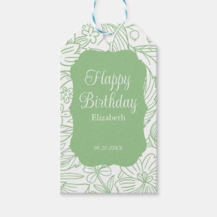 Frog Green White Flora Girl Happy Birthday Geschenkanhänger