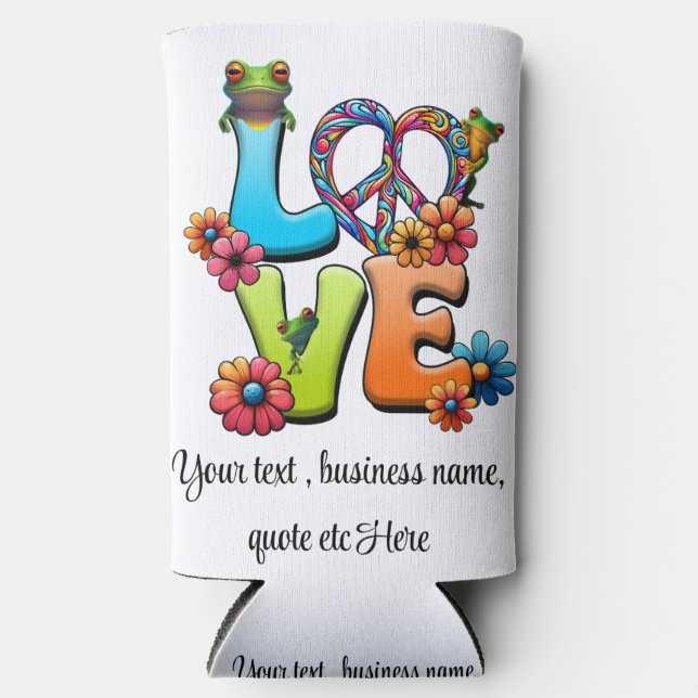 Frog Hippie Boho Peace Groovy personalisieren Selters Dosenkühler (Vorderseite)