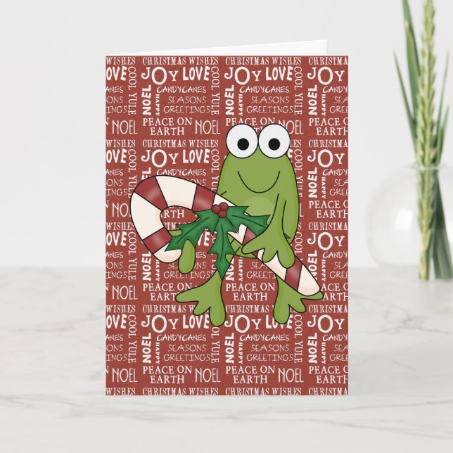 Frog Hoppy Holidays Anpassbare Karte (Vorderseite)