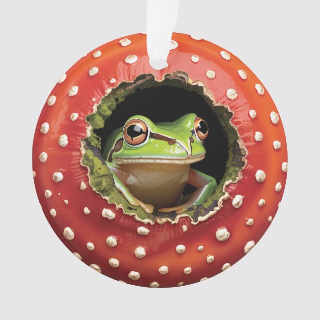 Frog in Toadstool – Cute Woodland Mushroom Art (devant)