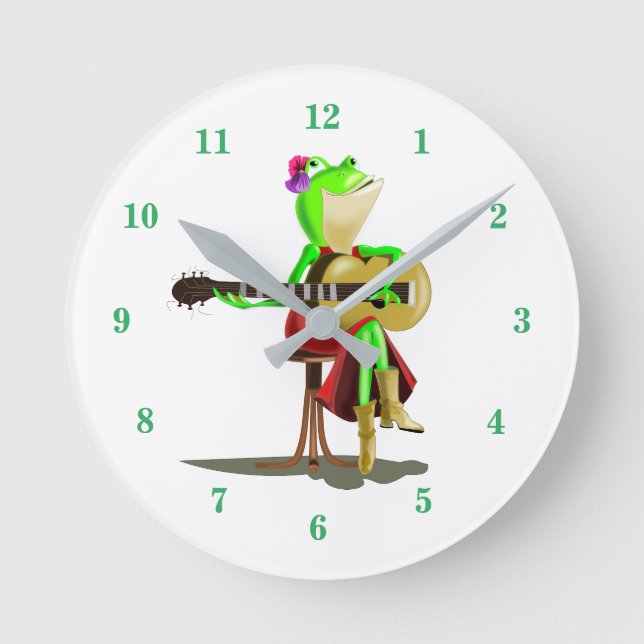 Frog Jouer Guitare Horloge Couleur personnalisée - (Recto)