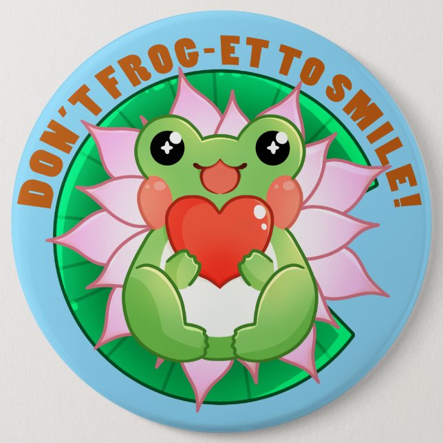 Frog Love – Cute Motivational Art Button (Vorderseite)