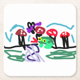 Frog love rechteckiger pappuntersetzer