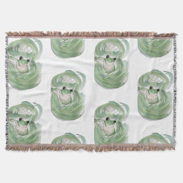 Frog Magic Spaß Watercolor Froggy Decke (Vorderseite)