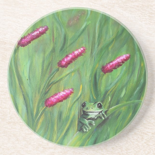 Frog Magic Spaß Watercolor Froggy Getränkeuntersetzer (Vorne)