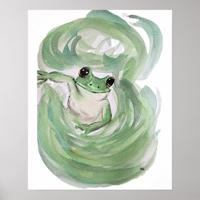 Frog Magic Spaß Watercolor Froggy Poster (Vorne)