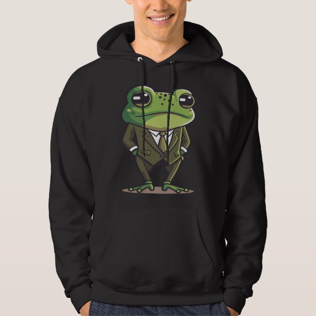 Frog man, mr frog, frog in suit, serious frog, fun hoodie (Vorderseite)