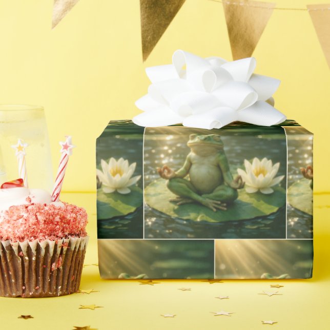 Frog Meditating On a Lily Pad Geschenkpapier (Geburtstagsparty)