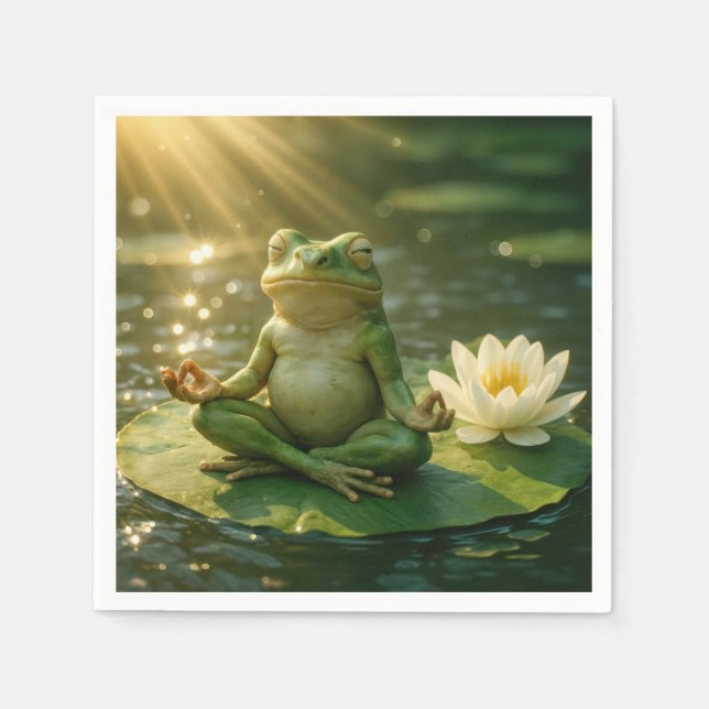 Frog Meditating On a Lily Pad Serviette (Vorderseite)