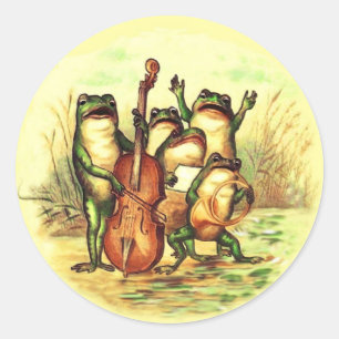 Frog Musicians Band Orchestra with Singers Runder Aufkleber
