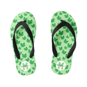Frog Muster mit/ Name Green Theme Kid's Flip Flops