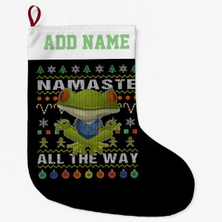 Frog Namaste den ganzen Weg durch hässliche Weihna Großer Weihnachtsstrumpf