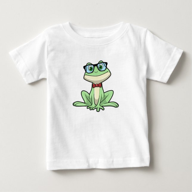 Frog Nerd Student Glasses Krawatte Baby T-shirt (Vorderseite)