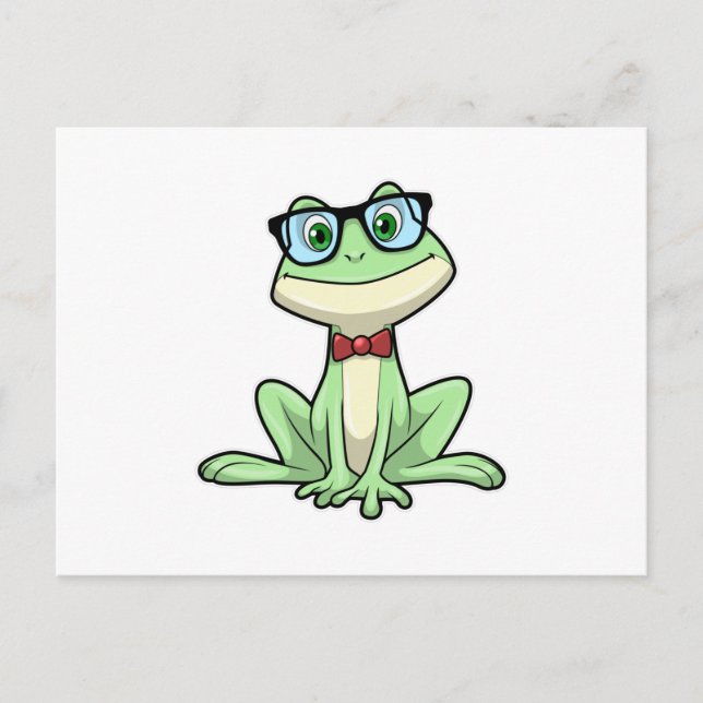 Frog Nerd Student Glasses Krawatte Postkarte (Vorderseite)